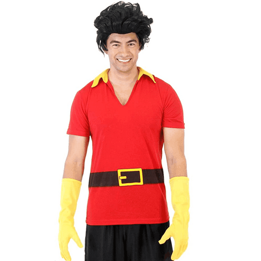 Beauty and The Beast Gaston Shirt Gloves and Wig - S/M
