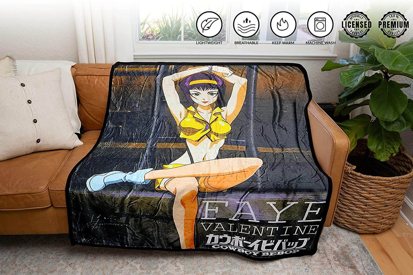 Cowboy Bebop Faye Valentine Cuffed Fleece Throw Soft Lightweight Blanket 45x60 Inches - 
