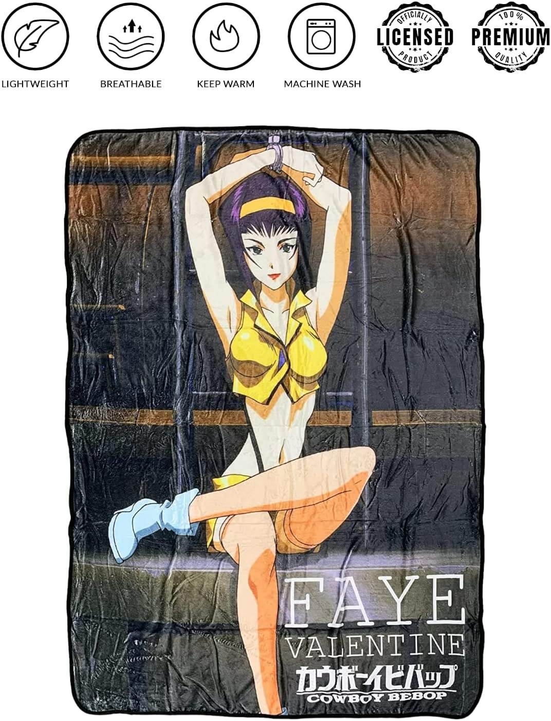 Cowboy Bebop Faye Valentine Cuffed Fleece Throw Soft Lightweight Blanket 45x60 Inches - 
