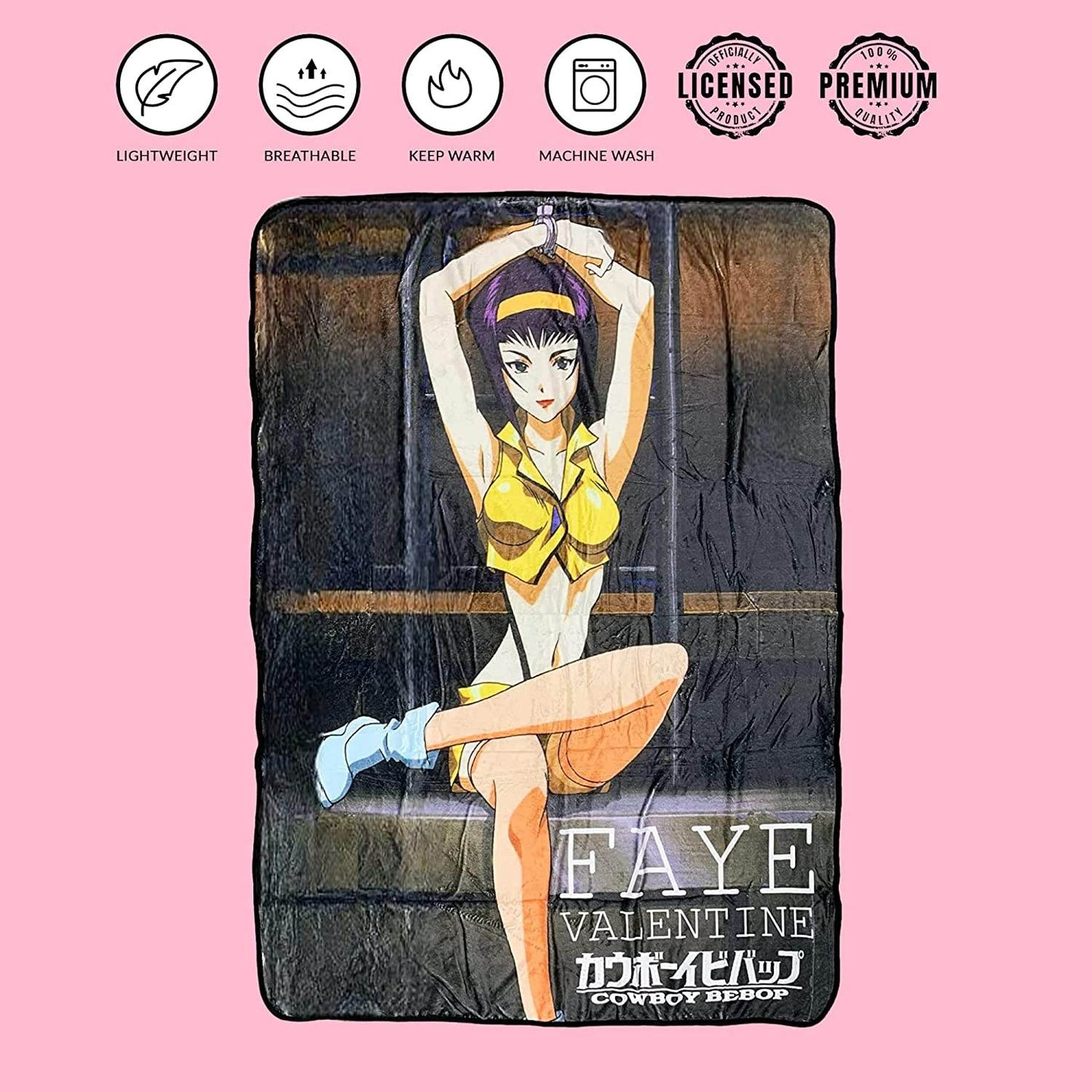 Cowboy Bebop Faye Valentine Cuffed Fleece Throw Soft Lightweight Blanket 45x60 Inches - 