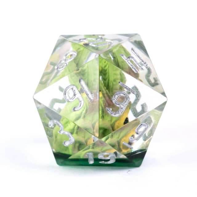 Green Beholder 22mm D20 DND Roll a D20 Dice Handmade Sharp Resin - 