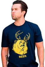 Beer Bear+Deer Mac Navy Adult T-shirt - S