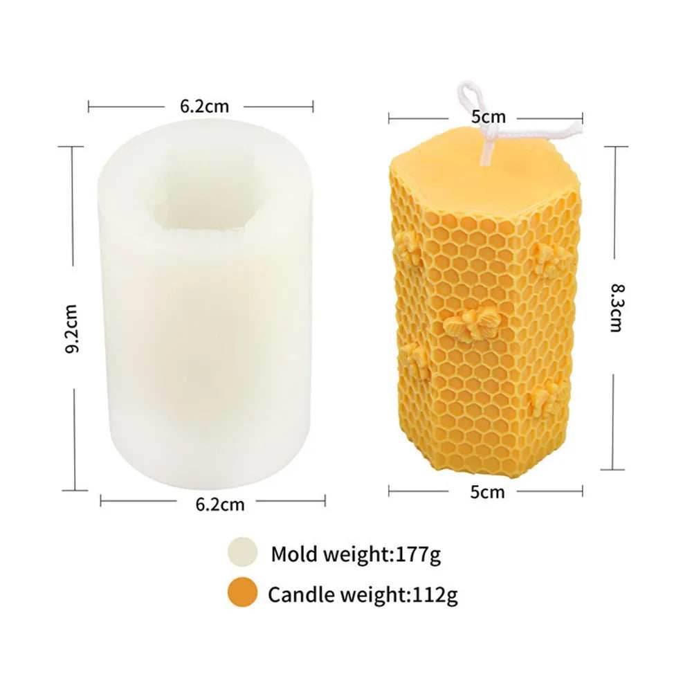 3D Honeycomb Beeswax Aromatherapy Handmade Candle With Mold - Hexagonal