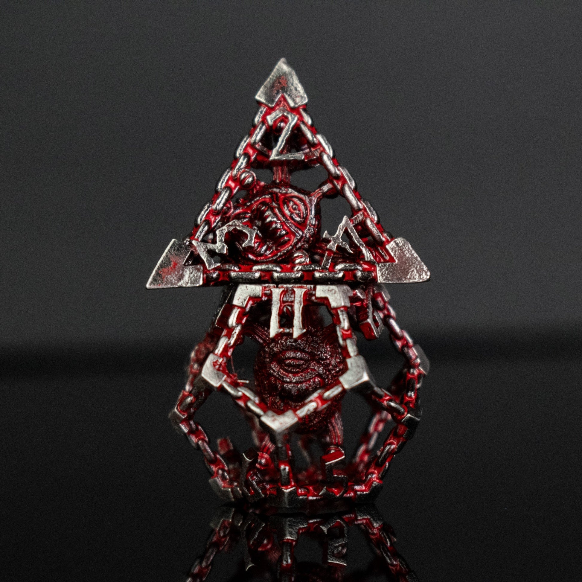 Beholder's Gates Hollow Metal Dice Set - Bloodied Silver