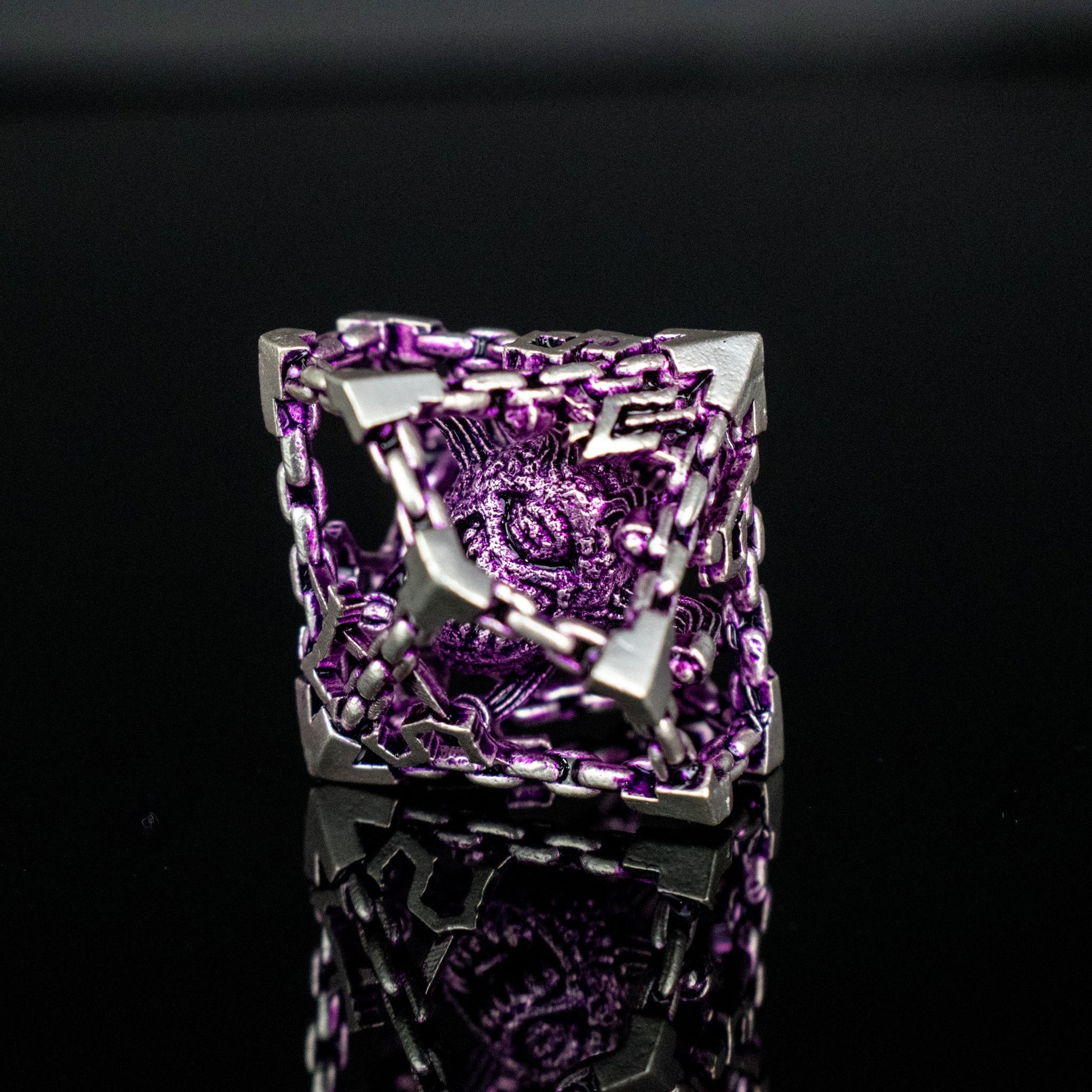 Beholder's Gates Hollow Metal Dice Set - Purple and Silver