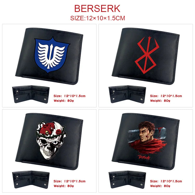 Berserk Animation Derivative Portable Folding Wallet Short Coin Purse with Card Holder