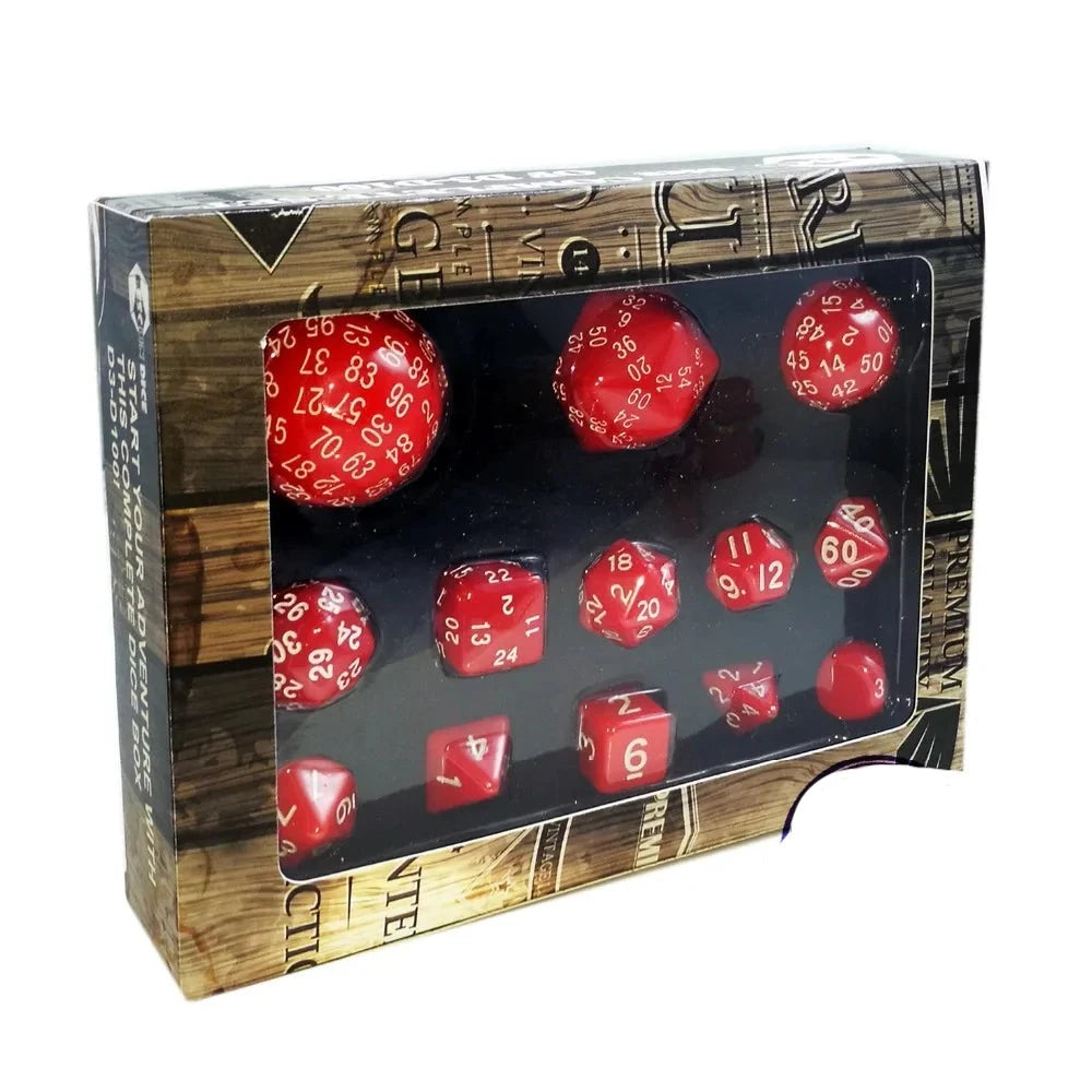 Bescon Complete Polyhedral Dice Set Opaque Red