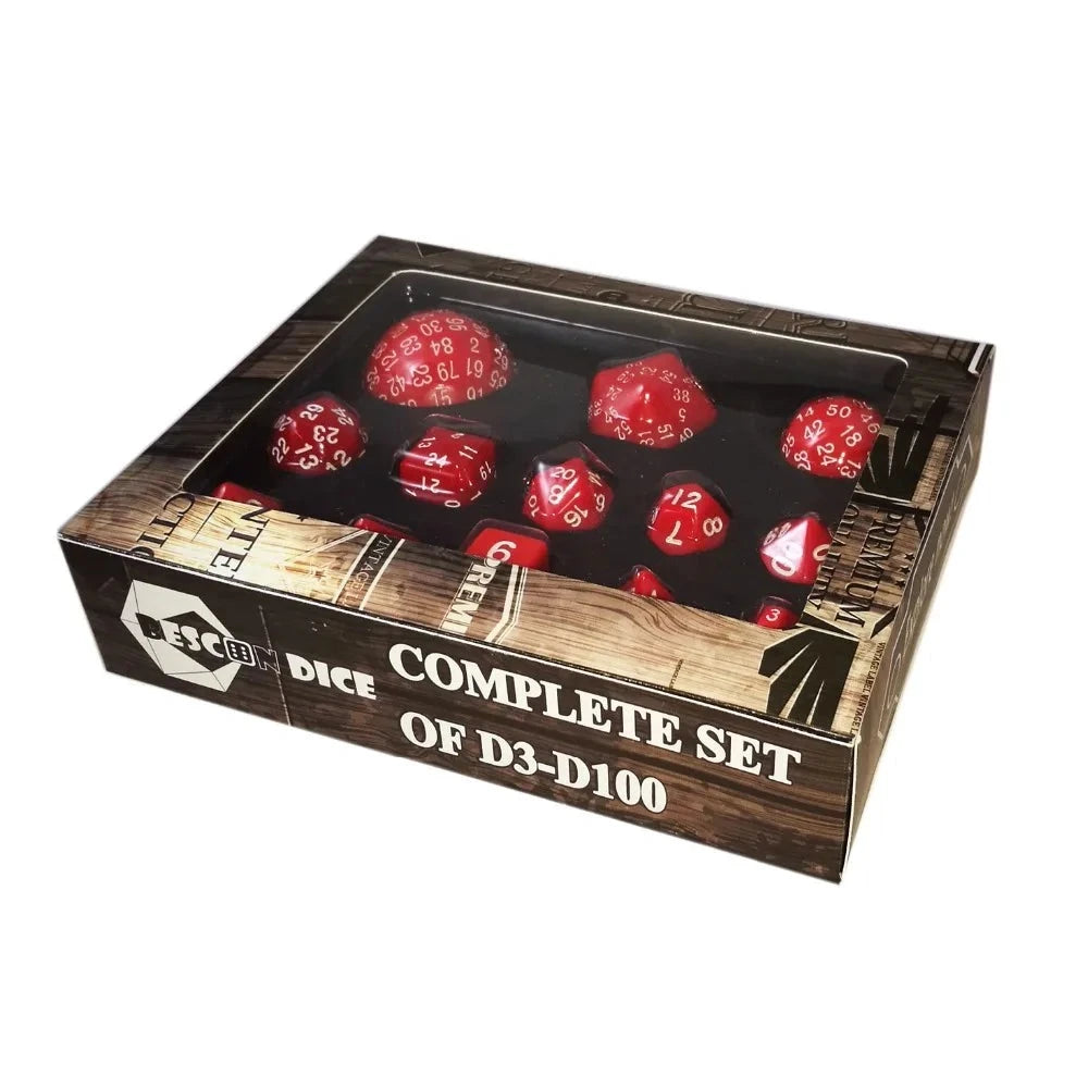 Bescon Complete Polyhedral Dice Set Opaque Red