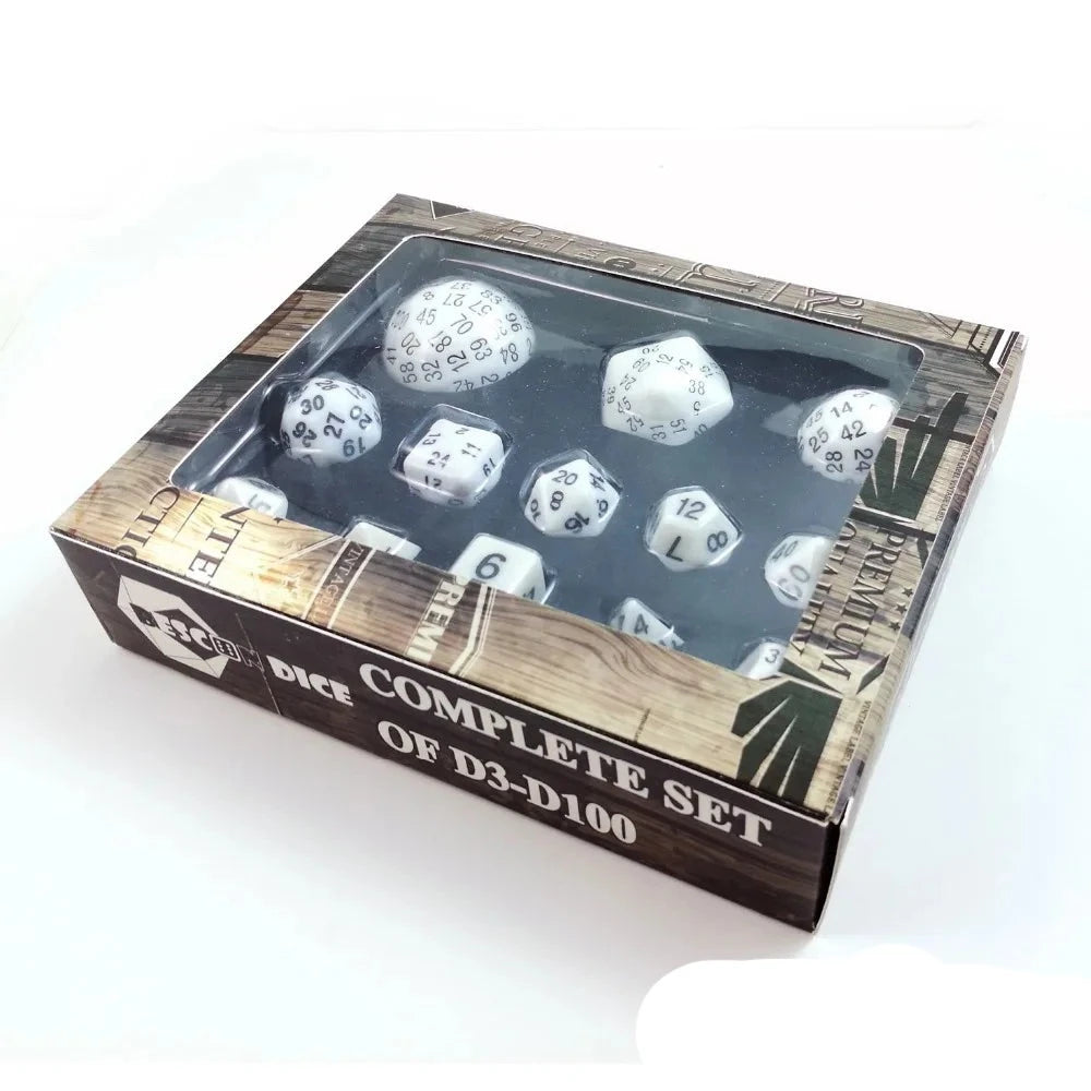 Bescon Complete Polyhedral Dice Set Opaque White