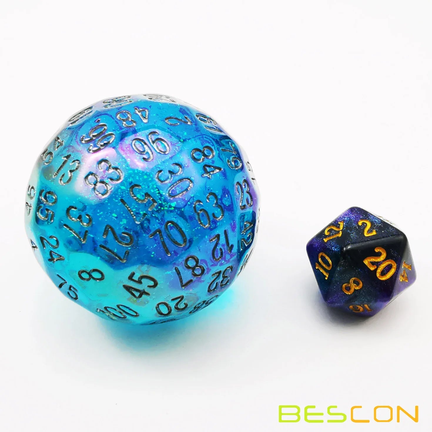 Bescon Dazzling Blue 100 Sided Dice, Game Dice D100, Polyhedral Solid 100 Sides Dice 45MM in Diameter (1.8inch)