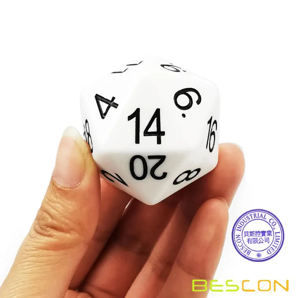 Bescon Jumbo D20 38MM, Big Size 20 Sides Dice 1.5 inch, Big 20 Faces Cube in Solid, Glitter,