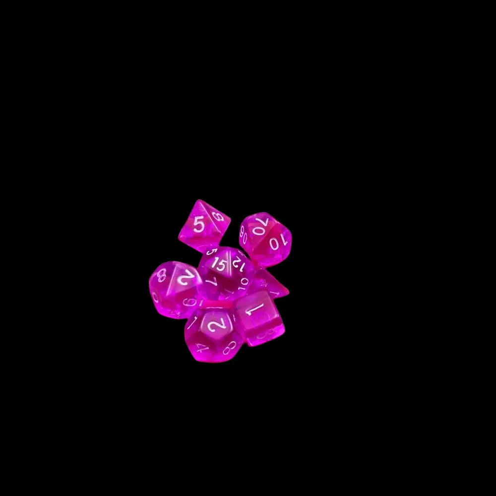 Bescon Mini Translucent Polyhedral RPG Dice Set 10MM, Small RPG Role Playing Game Dice Set D4-D20 in Tube, Transparent Purple