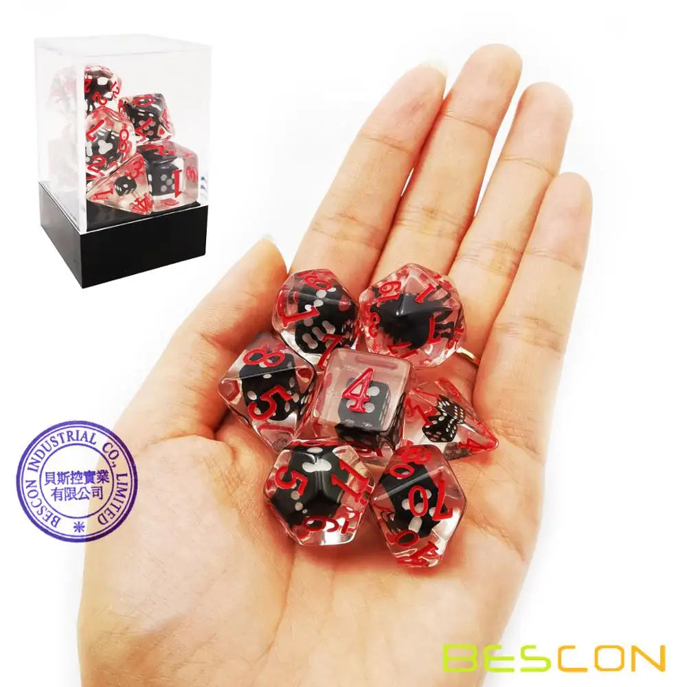 Bescon Novelty Spider Polyhedral Dice Set, Black Spider RPG Dice set of 7