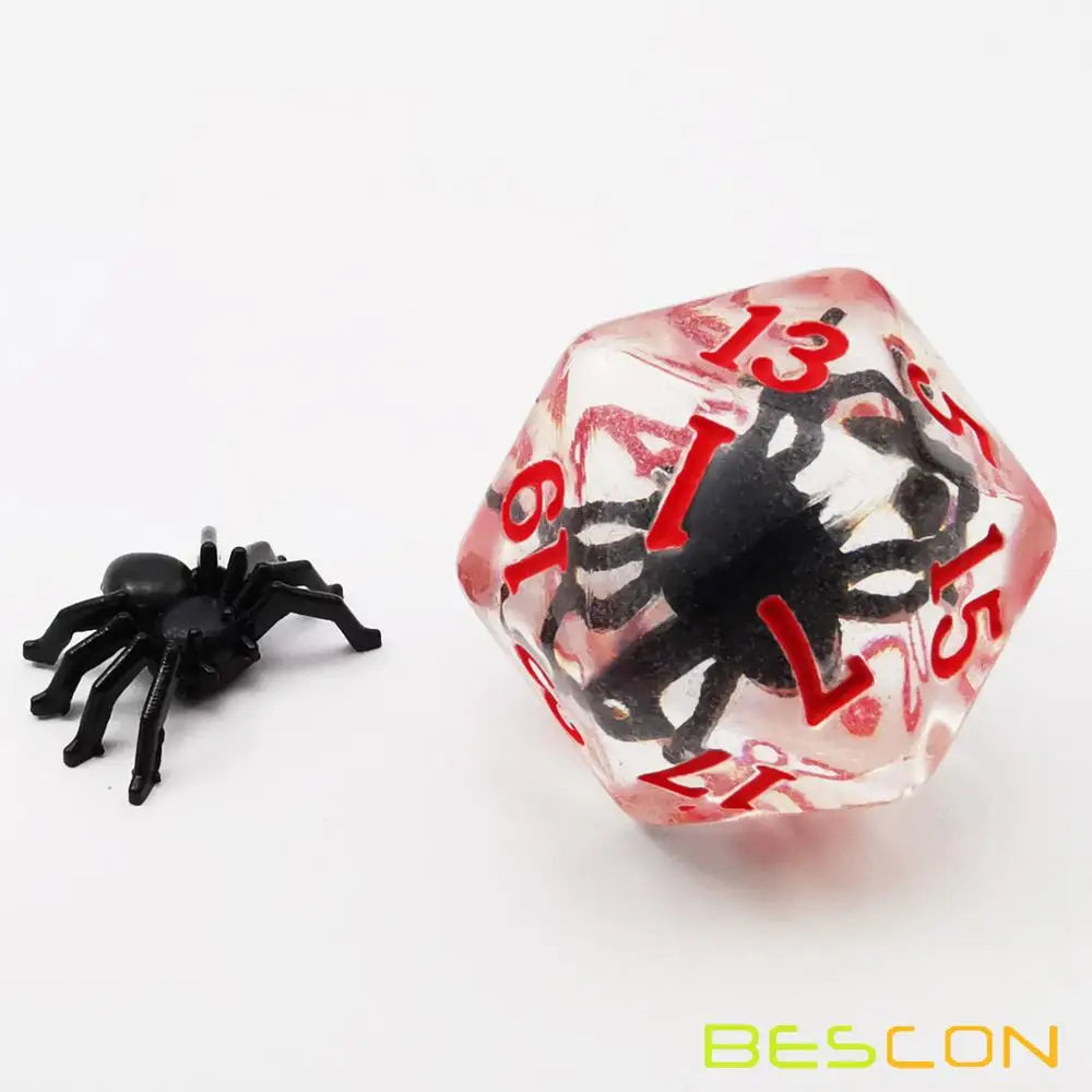 Bescon Novelty Spider Polyhedral Dice Set, Black Spider RPG Dice set of 7