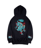 KH9033 Blue Kirin Embroidery Hoodie - Black / S