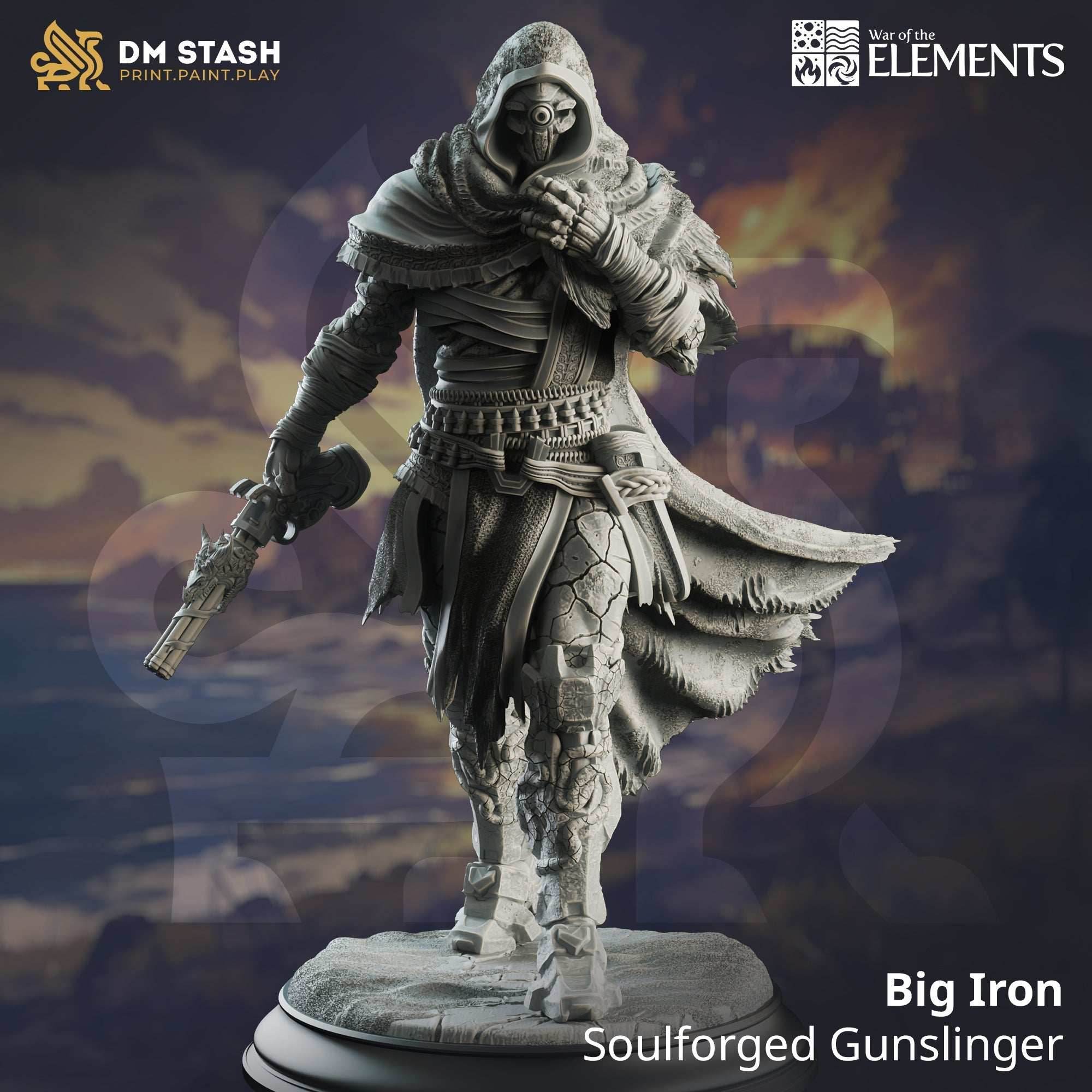 Big Iron, Soulforged Gunslinger (Male Warforged Fighter) - 32mm Scale