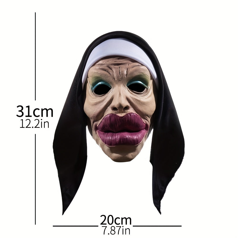 Big Lips Nun Mask Funny Sexy Huge Mouth Witch Headgear Cosplay Headscarf Halloween Carnival Party Costume Props