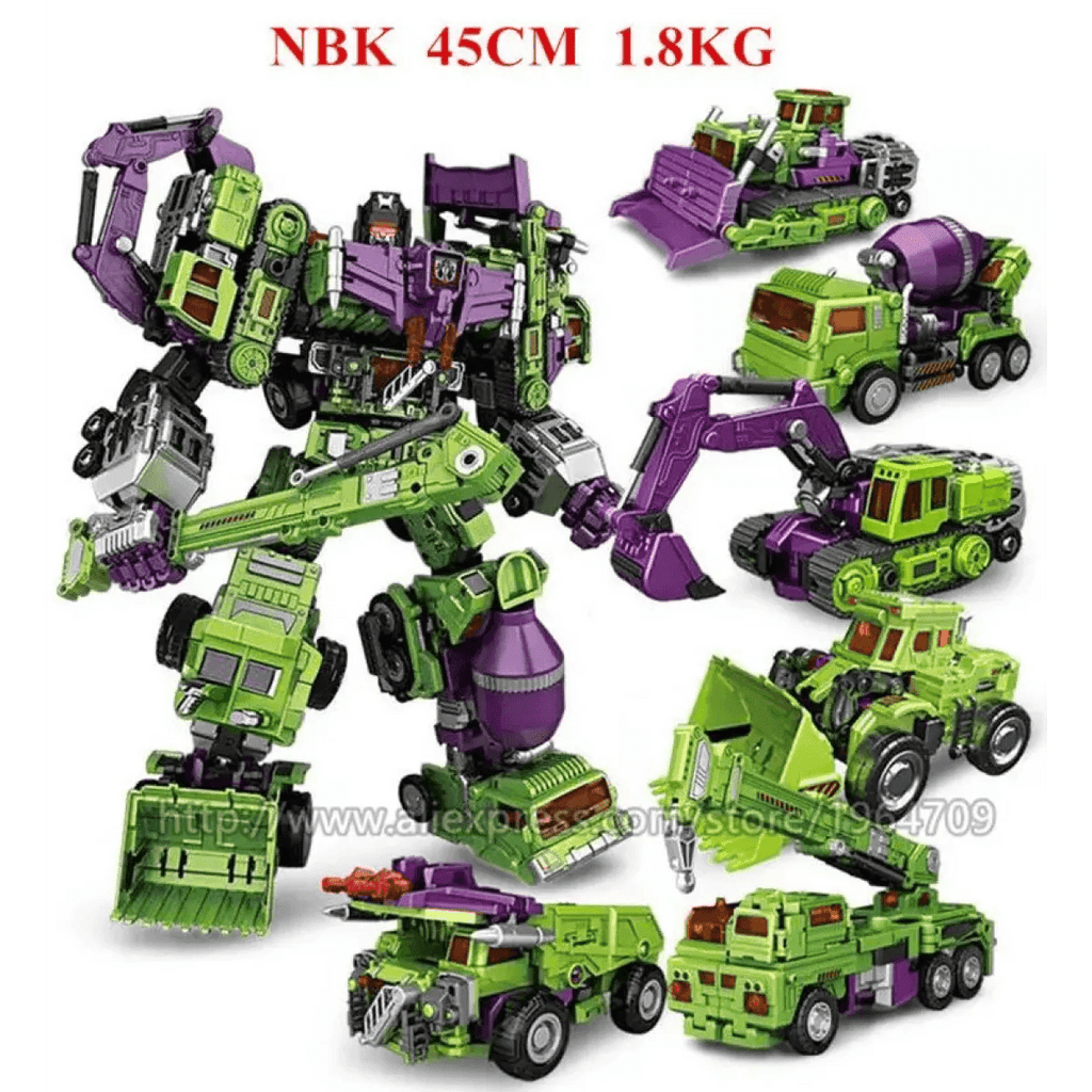 Jinbao 5-in-1 Big Transformation Predaking Anime Robot Action Figure - NBK Green 6 in 1