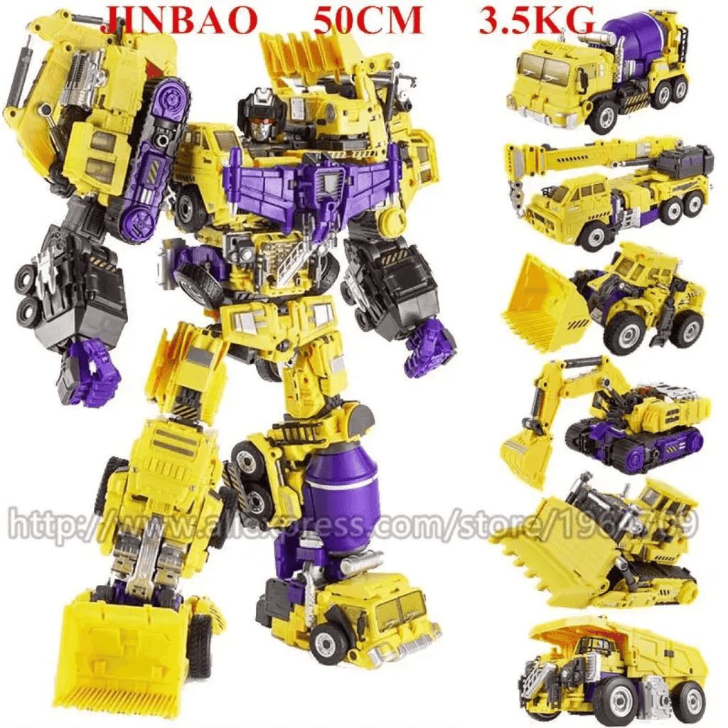 Jinbao 5-in-1 Big Transformation Predaking Anime Robot Action Figure - JINBAO Yellow 6 in 1