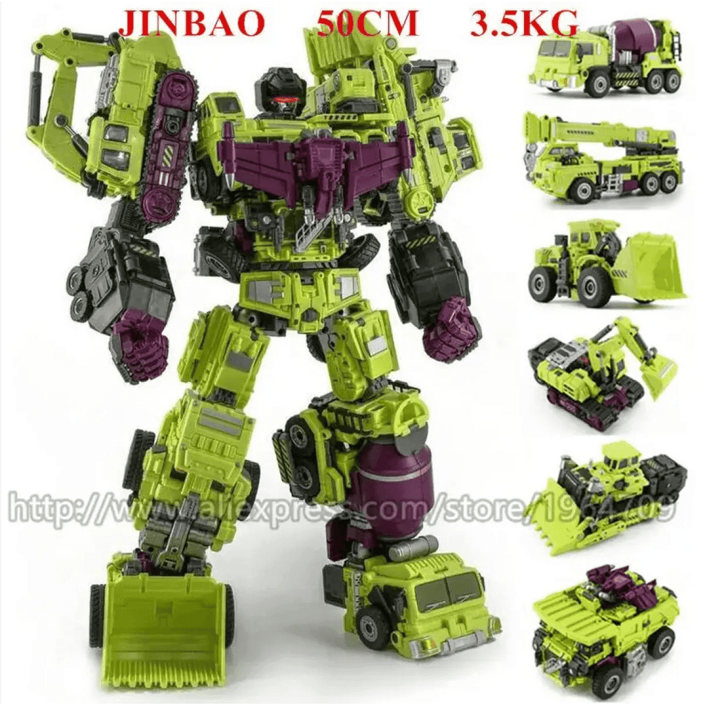 Jinbao 5-in-1 Big Transformation Predaking Anime Robot Action Figure - JINBAO Green 6 in 1