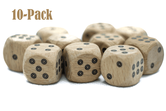 10-Pack Birds-Eye Wooden 16mm d6 Dice w/ Black Dots Rounded Corners - Wood Dice - 