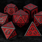 Black and red magic pattern acrylic DND dice set