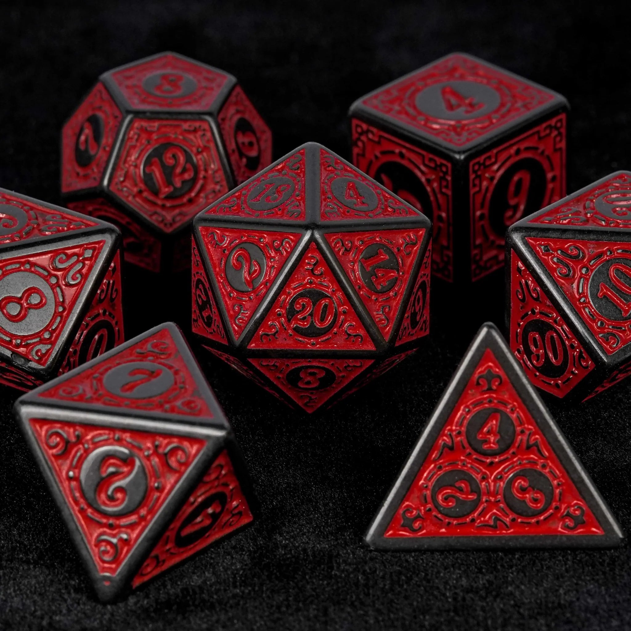 Black and red magic pattern acrylic DND dice set