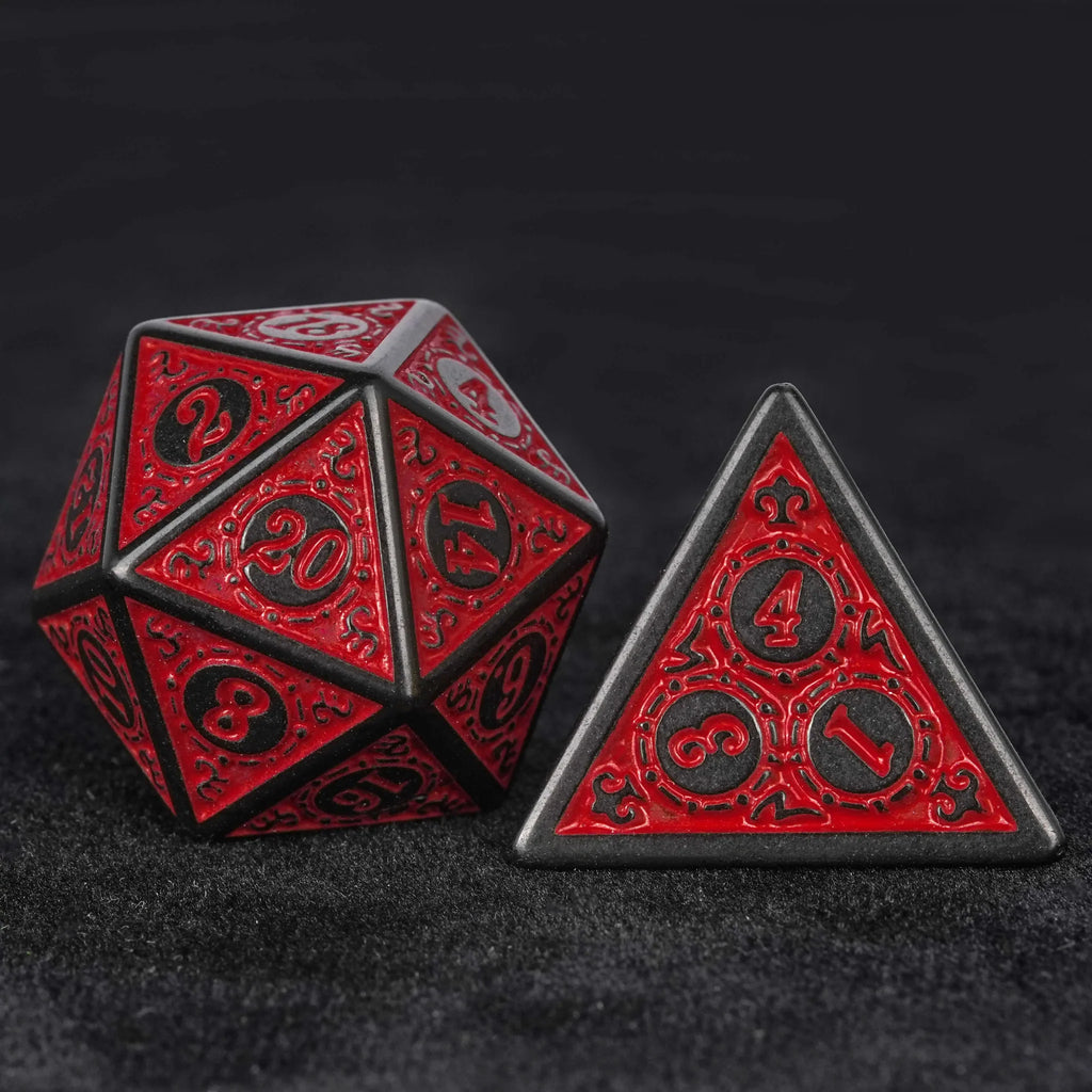 Black and red magic pattern acrylic DND dice set