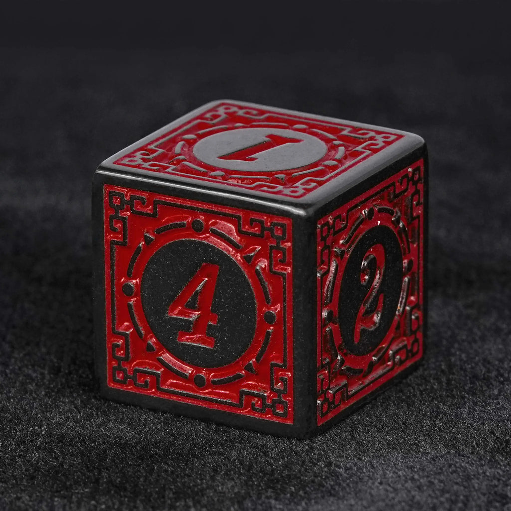 Black and red magic pattern acrylic DND dice set