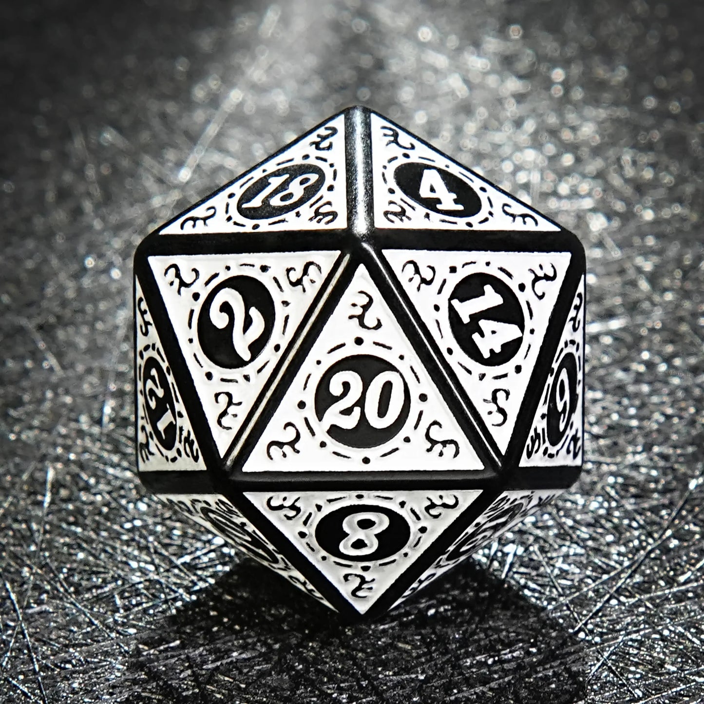 Black and White Elegant Acrylic DND Dice Set - Gothic Baroque