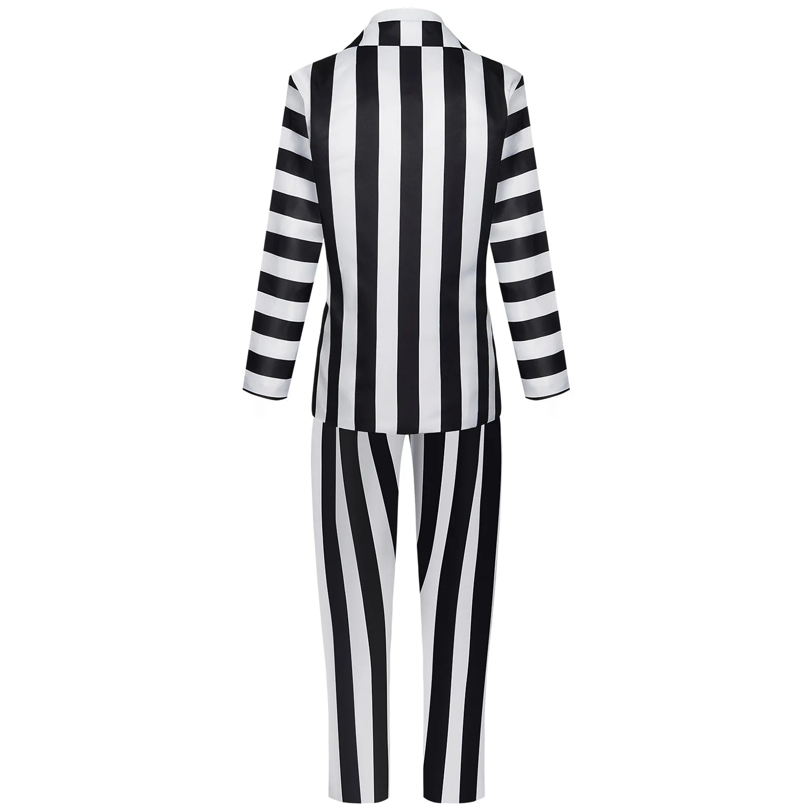 Black and White Striped Suit Jacket Shirt Pants Uniform Halloween Party Outfits for Adult Men Cosplay