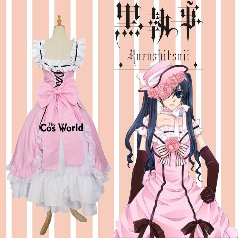 Black Butler Kuroshitsuji Ciel Phantomhive Sleeveless Lace Maid Court Full Dress Uniform Outfit Anime Cosplay Costumes