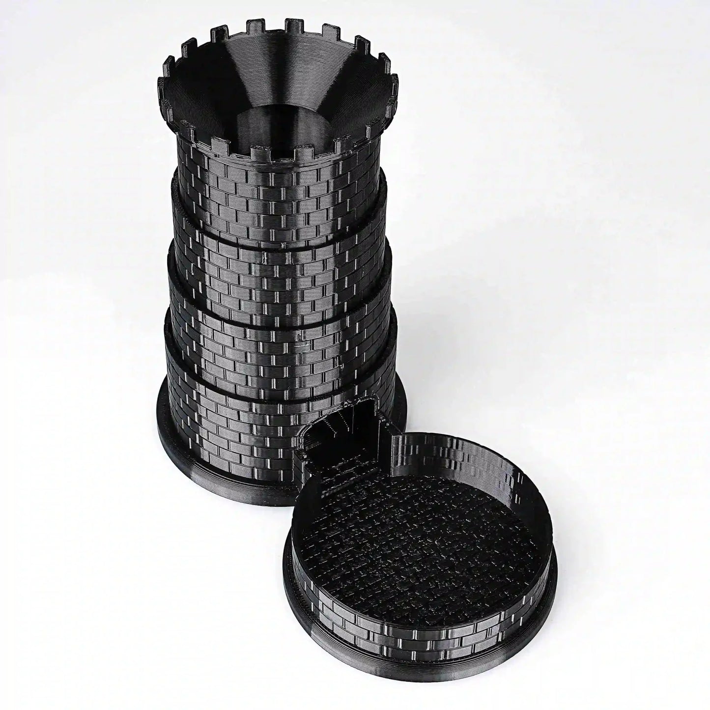 Black Castle Rotatable Folding Retractable DND Dice Tower with Dice Tray