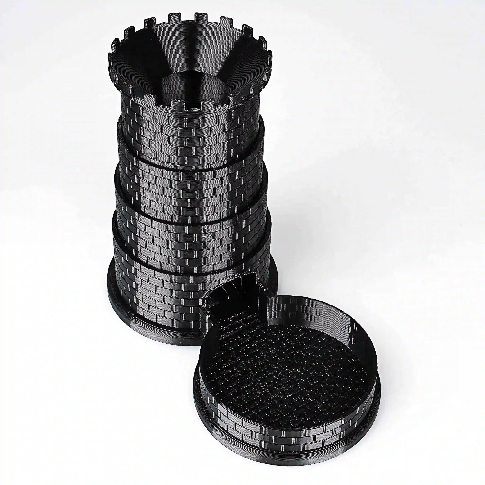 Black Castle Rotatable Folding Retractable DND Dice Tower with Dice Tray