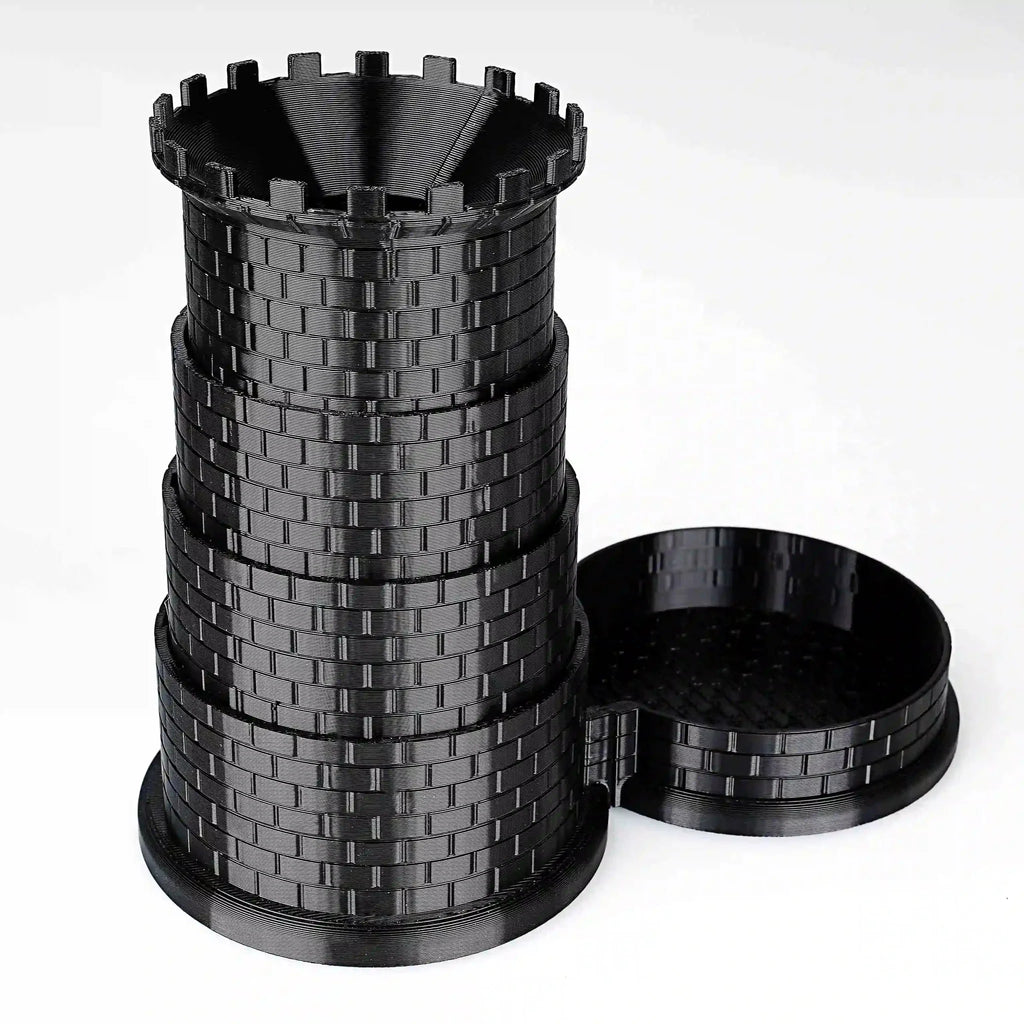 Black Castle Rotatable Folding Retractable DND Dice Tower with Dice Tray