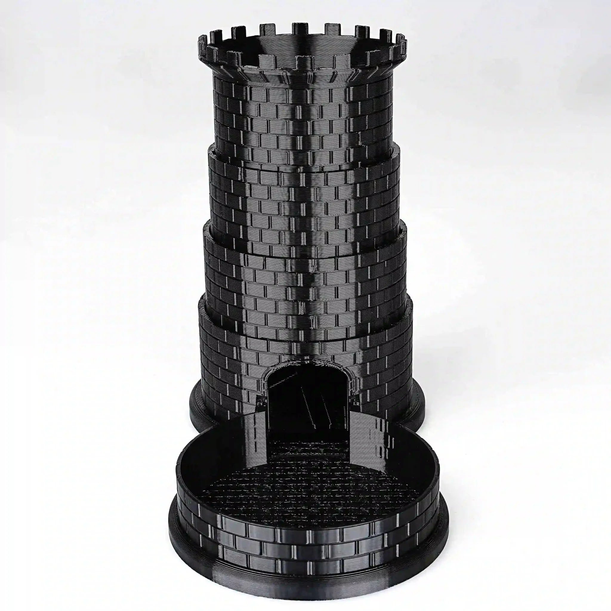 Black Castle Rotatable Folding Retractable DND Dice Tower with Dice Tray