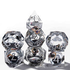 Moon Night Shadow Cat Guardian Unusual White Resin DnD Dice Set