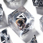 Moon Night Shadow Cat Guardian Unusual White Resin DnD Dice Set