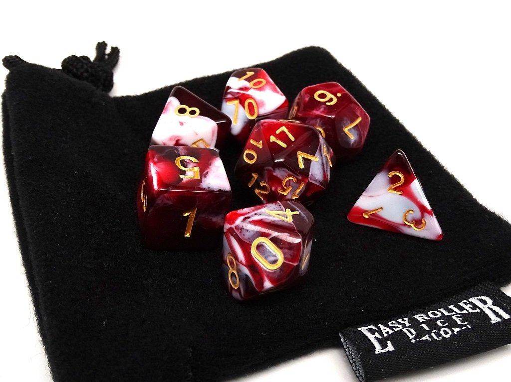 Black Cherry Swirl Dice Collection - 7 Piece Set - 