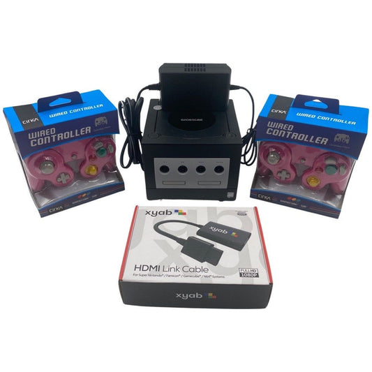 Black GameCube With 2-Controllers & HDMI CONNECTOR)