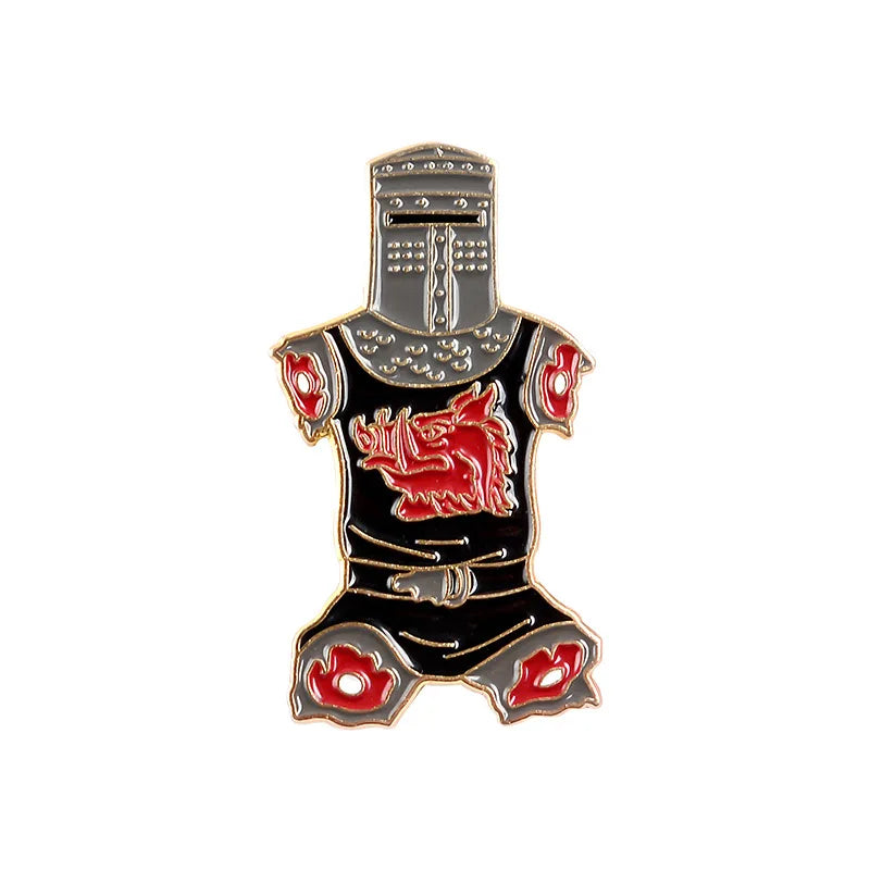 Black Knight Enamel Pins Custom Never-say-die Brooch Pin Shirt Black Flesh Wound Badge for Bag Lapel Jewelry Gift Friends