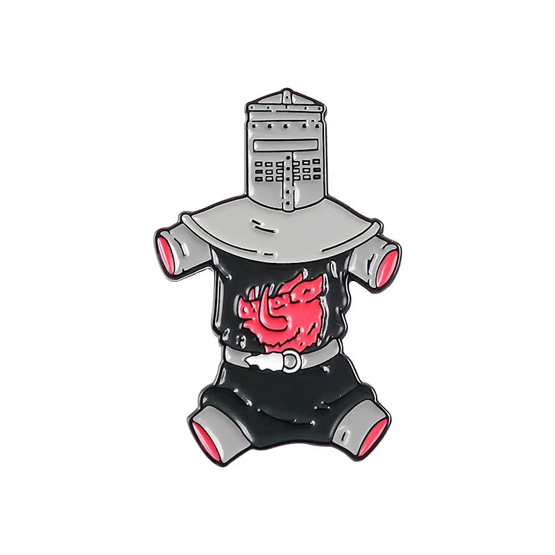 Black Knight Enamel Pins Custom Never-say-die Brooch Pin Shirt Black Flesh Wound Badge for Bag Lapel Jewelry Gift Friends