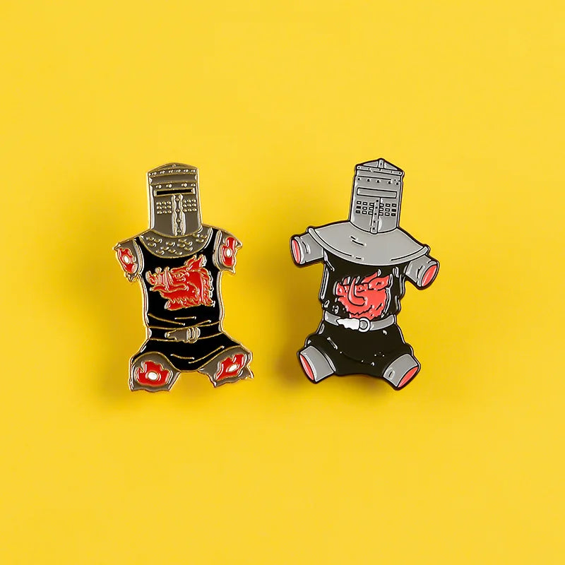 Black Knight Enamel Pins Custom Never-say-die Brooch Pin Shirt Black Flesh Wound Badge for Bag Lapel Jewelry Gift Friends