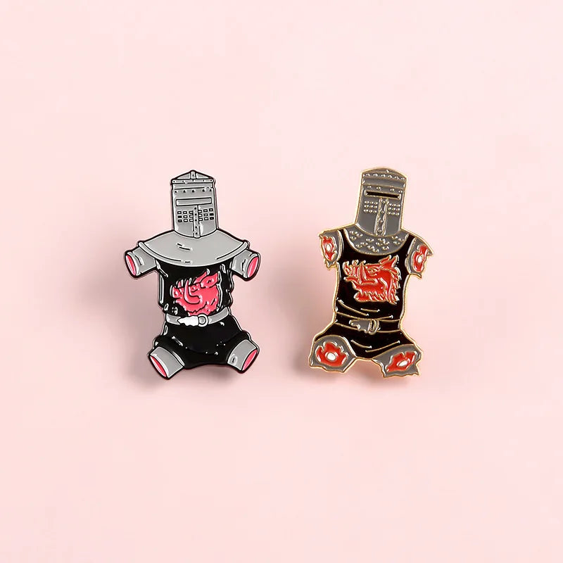 Black Knight Enamel Pins Custom Never-say-die Brooch Pin Shirt Black Flesh Wound Badge for Bag Lapel Jewelry Gift Friends