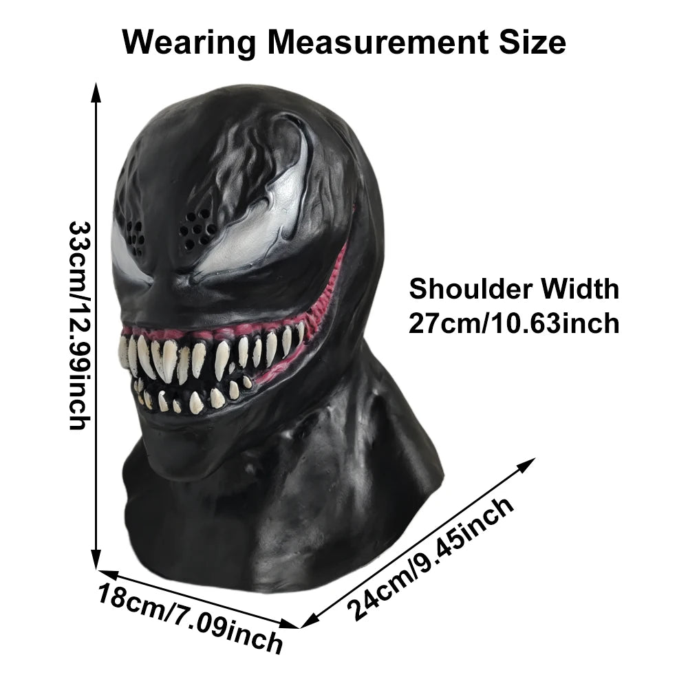 Black Monster Mask Halloween Scary Fanged Monster Head Cover Creepiest Full Head Latex Devil Mask Cosplay Costume Party Props