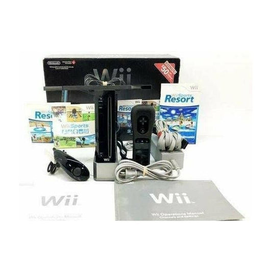 Black Nintendo Wii Console Wii Sports/Sports Resort Combo Original Box