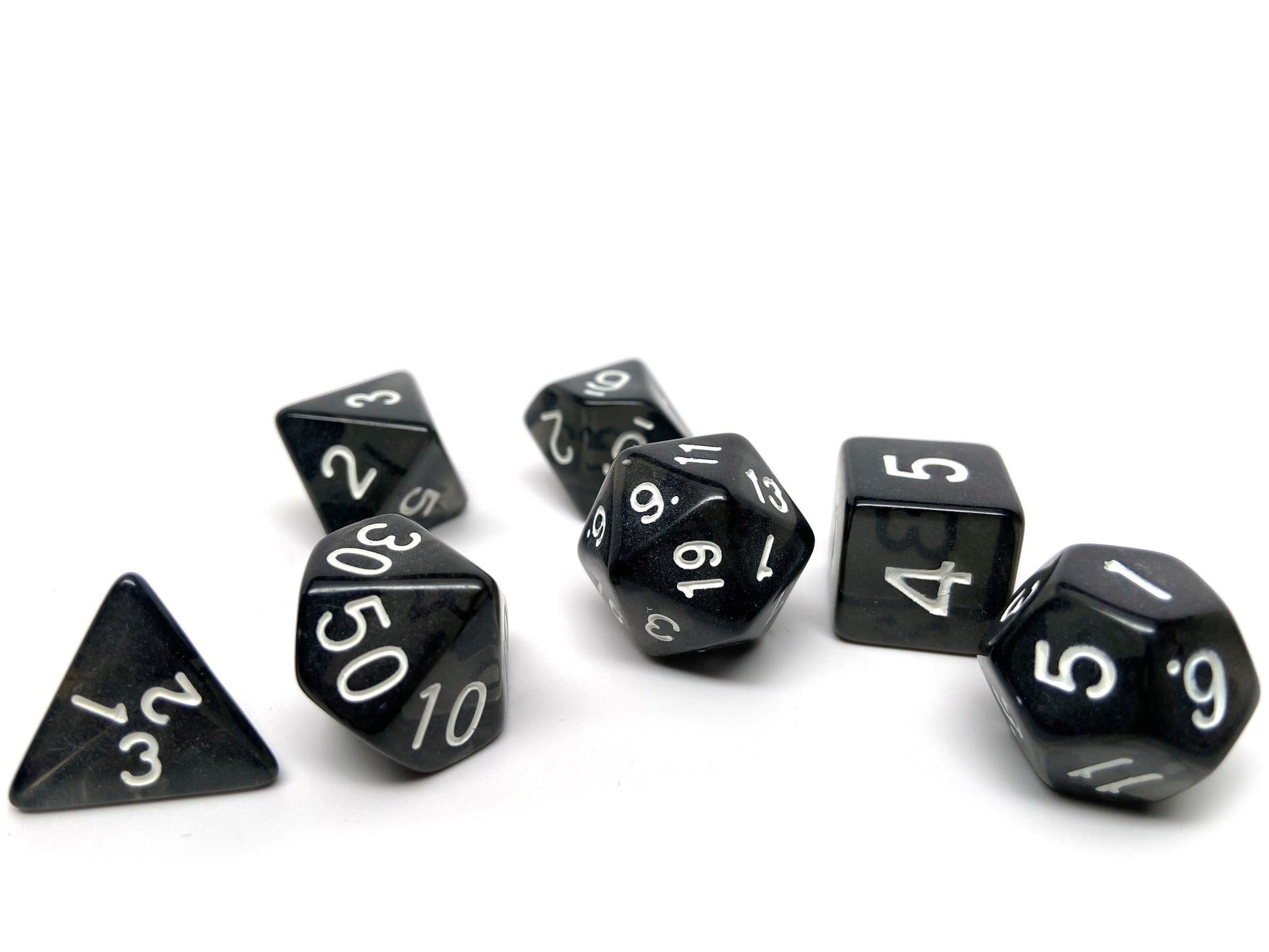 Black Opaque Dice - 7 Piece Set