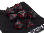 Black Opaque with Red Numbering Dice Collection - 7 Piece Set - 