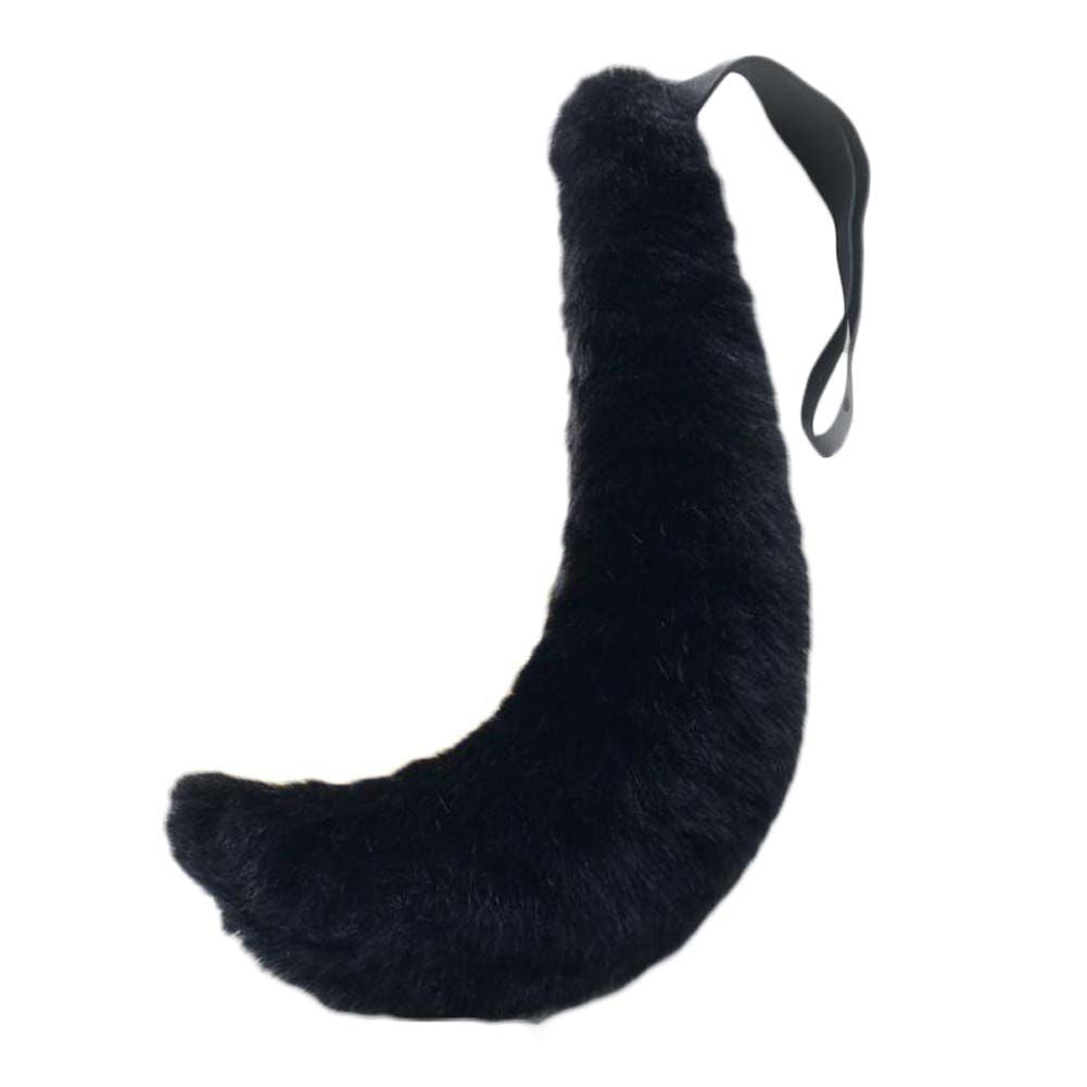 Black Plush Cat Tail Cosplay Wolf Dog Fox Tail Pluffy Animal Tail Halloween Christmas Party Costume Dress Up