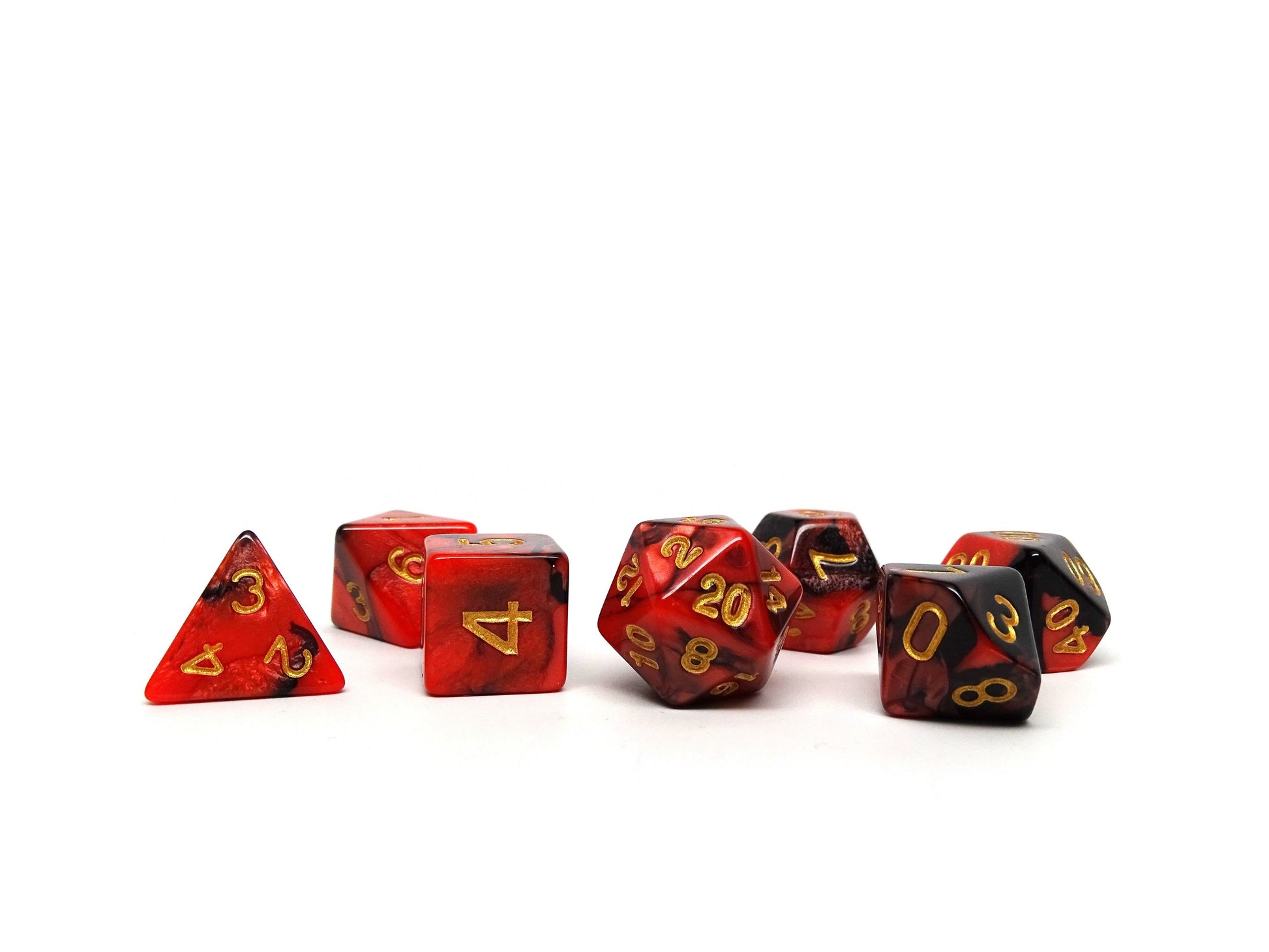 Black & Red Swirl 7 Piece Dice Set